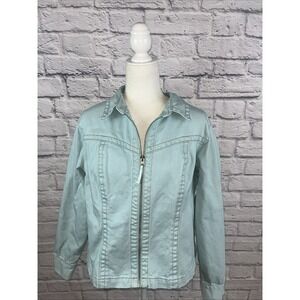 Sold Cabi Women's Aqua Denim Classic Versatile Casual Full Zip Jacket Size XL